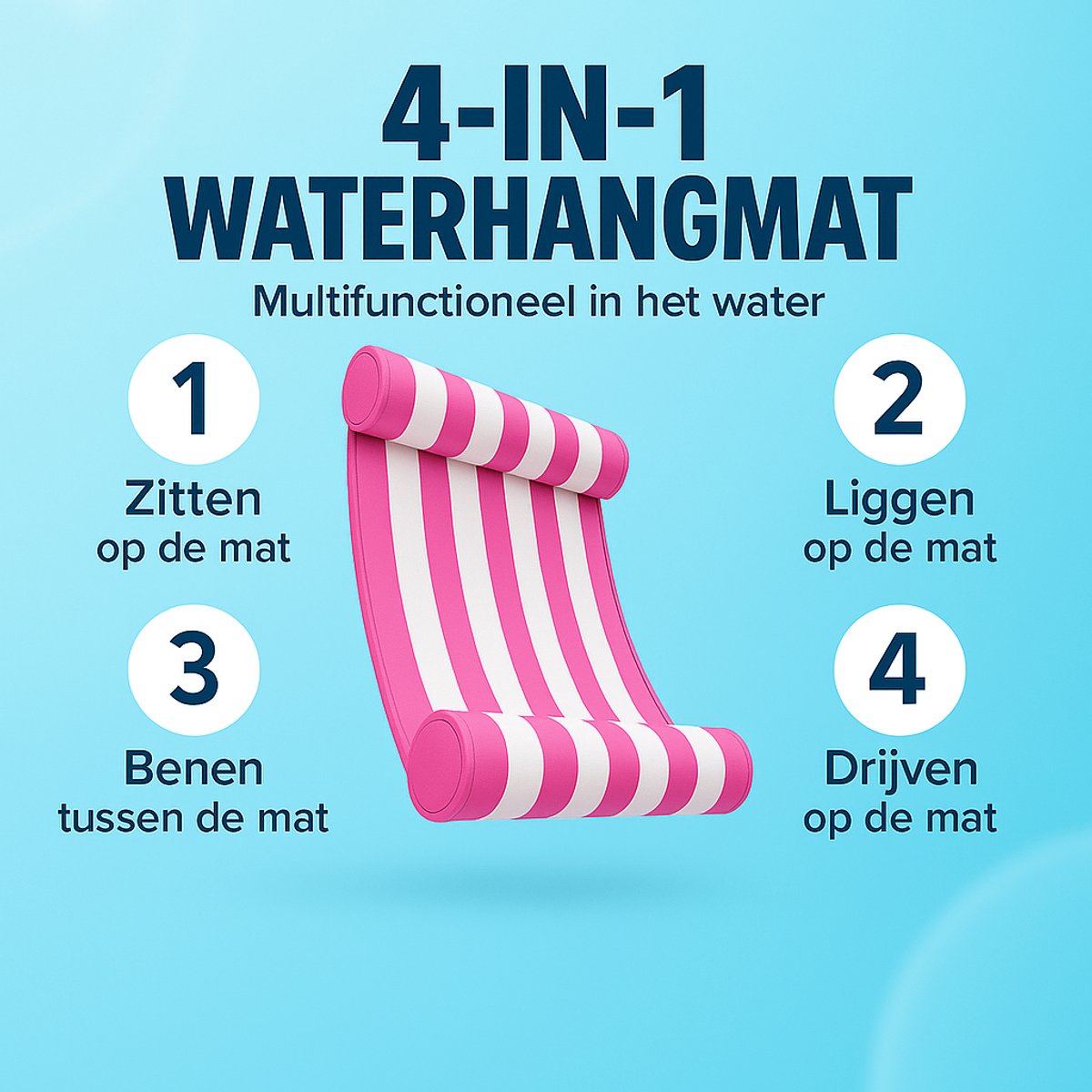 Dicadore - Luxe Waterhangmat - Luchtbed Zwembad - Luchtmatras opblaasbaar - Roze - Zwembad/Strand - Waterspeelgoed - Vakantie — afbeelding 3