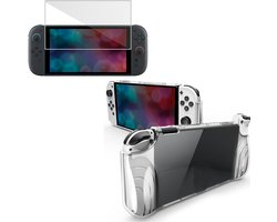 Hoesje + Screenprotector geschikt voor Nintendo Switch 2 Hoesje Screenprotector - Tempered Glass - Extreme Shock Case Transparant
