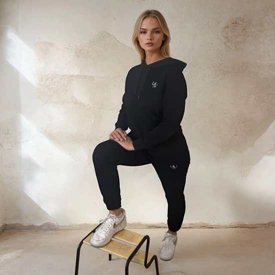 YV SPORT - Sweat à capuche YV MOTION pour elle et lui - Qualité Premium - Confortable et élégant - Tissu éponge français - Coupe Perfect - Capuche avec cordon de serrage - Poche kangourou - Sweat à capuche Activewear - Zwart - XL