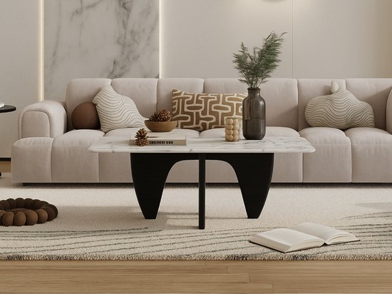 Salontafel Marmer Zwart - Hout - Marmer blad - Coffee table - Koffietafel