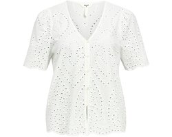 Object Blouse Objbitten S/s Re V-neck Top Div 23046824 Cloud Dancer Dames Maat - W40