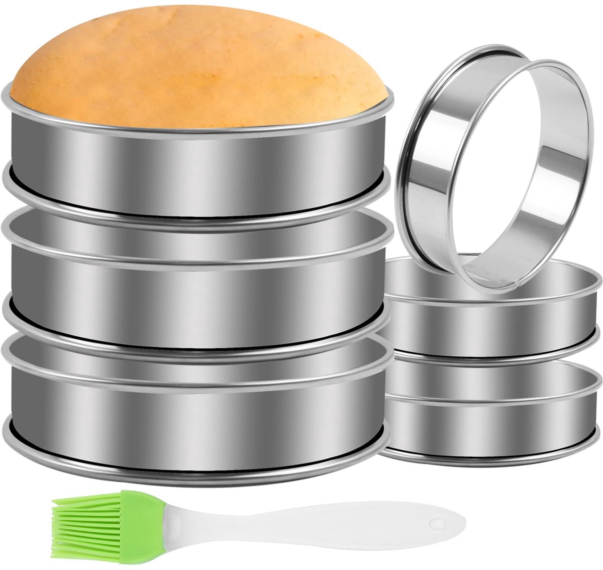 Ibenzoa® Multifunctionele Eierring Set van Roestvrij Staal - 6 Stuks voor Perfecte Eieren en Meer