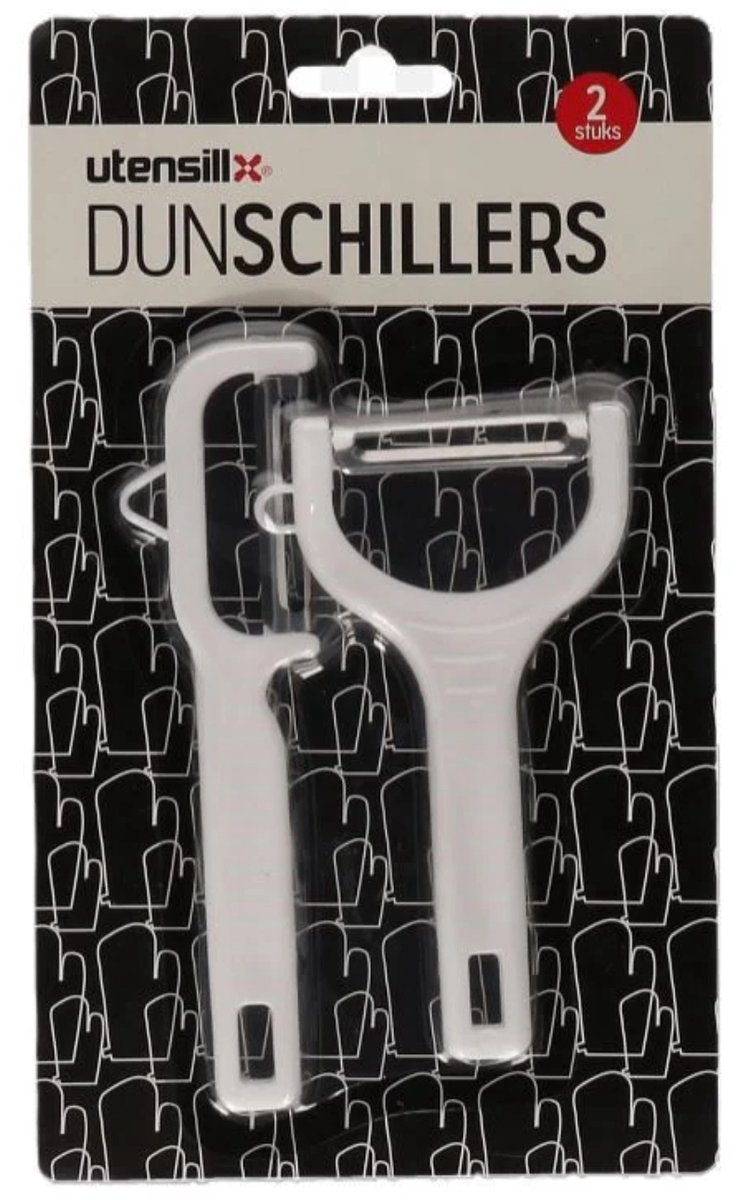 Utensill Dunschiller Set – 2 Verschillende Schilmesjes – Wit – Schilmes & Juliennesnijder – Groente- en Fruitschillers
