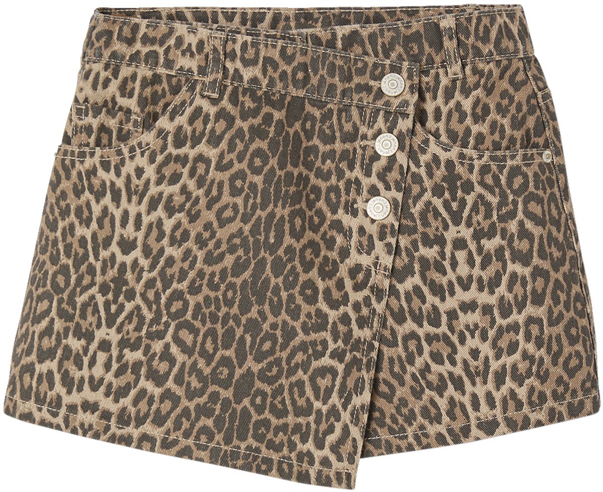 Jonen Asymmetrische korte rok met luipaardprint voor meisjes JONEN
