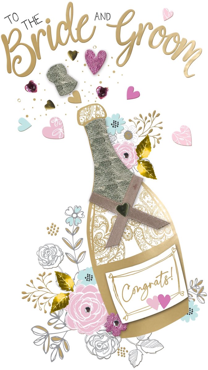 Champagne wenskaart - JGS705 - Wedding Congrats Bottle Popping