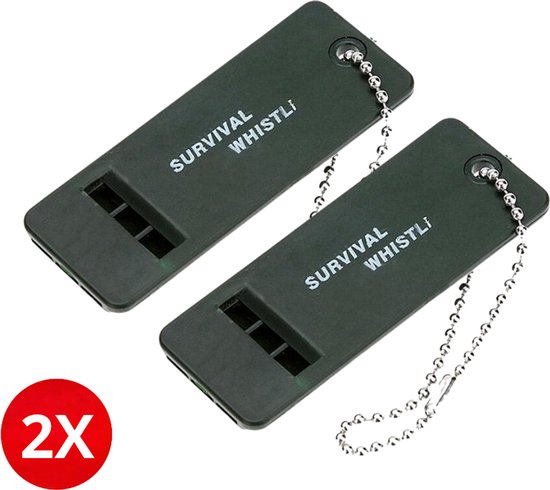 Knaak Noodfluit - Survival Whistle - Noodpakket - 3 Tonen - SOS Fluitje met Sleutelhanger - 2 stuks