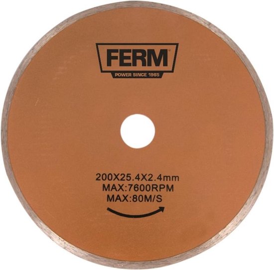 FERM - TCA1006 - Diamant zaagblad - Diameter - 200mm - Asgat - 25,4mm - 2,4mm dik - Universeel - Voor - Tegelzaagmachines - Zeer - Geschikt - Voor - TCM1011 - Tegelzaagmachine