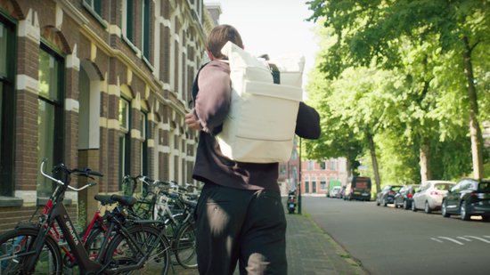Voltano Luxe E-bike Rolltop Fietstas / Rugtas 28L - Space Blauw - Enkele Pakaftas - 100% Waterdicht - Groot Laptop Vak