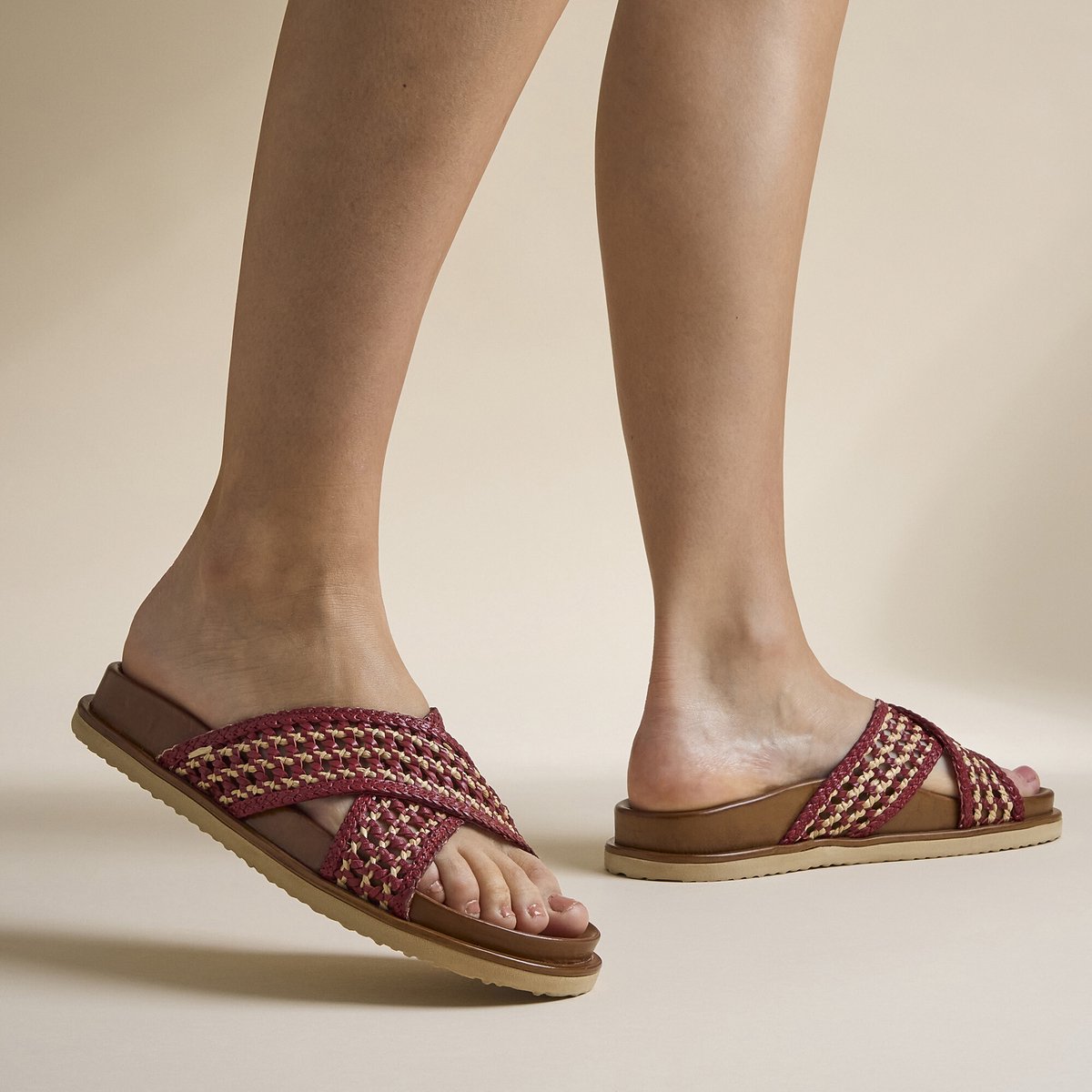 Cellini Raffia Slippers rood Textiel - Maat 40