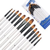 Pinceaux - Set de 12 pièces - Rond - Pinceaux - Peintures - Peinture - Aquarelle, Peinture à l'huile et Peinture acrylique