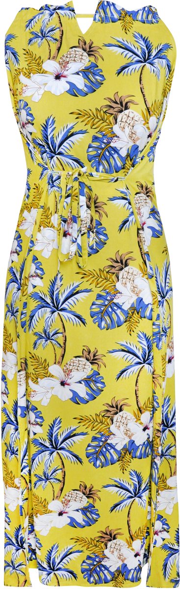 STRAPPY SUMMER - REGULAR FIT - Maxi-jurk -Gele floral tropisches Hawaii print | Maat 42/XL