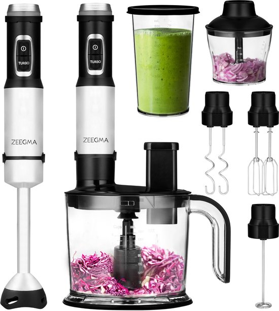 JAP ForceBlend F3 - 7in1 Staafmixer set - 1500W | F3 | Nieuw | 1500W | Maatbeker, Foodprocessor, Spiraalsnijder, Puree stamper, Klopper, Garde, Staaf | F-FB-F3