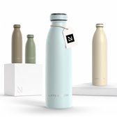 LARS NYSØM Ren Roestvrijstalen drinkfles 500ml - BPA-vrij geïsoleerde waterfles 0,5 Liter (Misty Blue)