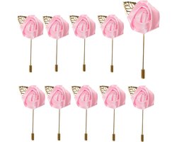 Bloemen reversspeldjes - Set van 10 - Handgemaakt - Eenvoudig te dragen - Voor bruiloft, galafeest - Bruidegom, bruidsmeisje