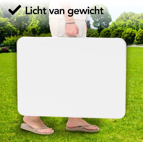 Infinity Goods Campingtafel - Inklapbaar - Tuintafel - 80x60x70 cm - Buiten/Binnen - Draaghandvat - Compact - Aluminium - Wit van Infinity Goods — afbeelding 4