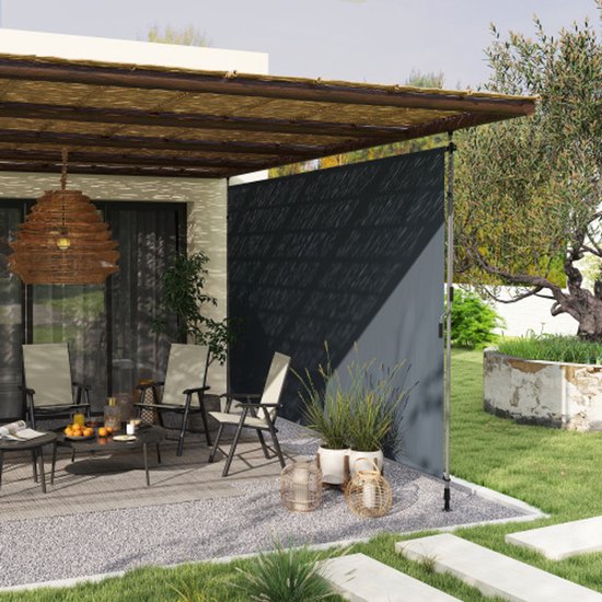 Parasol Store à pince avec manivelle Store à bras articulé réglable en hauteur Store sans perçage Protection solaire résistante aux UV, avec support mural Store pare-soleil de 400 cm de large pour balcon de terrasse, gris foncé