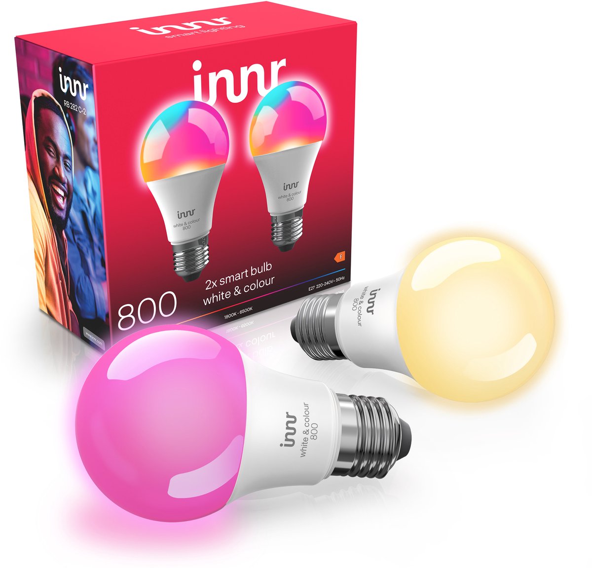 Innr Zigbee E27 LED lamp - geschikt voor Philips Hue - smart bulb - wit en gekleurd licht - slimme lamp - dimbaar - 880 lumen - 2 pack