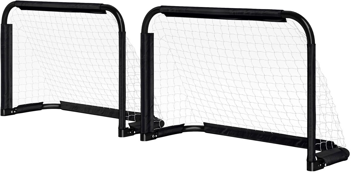 Voetbaldoelen Set van 2 - Voetbaldoeltjes - Opvouwbaar - 90 x 36 x 60 cm - 2 stuks - Inclusief Gereedschap - Buitenspeelgoed voor Kinderen en Volwassenen - Voetbal Training Doel - Metaal - Zwart