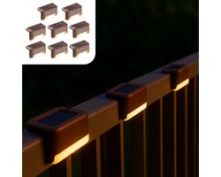LED Wandlampjes op Zonne Energie - 8 Stuks - Draadloos - 8 uur Brandduur - Waterdicht - Solar Tuinverlichting