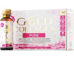 GOLD COLLAGEN PURE – Vloeibaar Collageen Supplement – 5000 mg Marien Collageen – Huid, Haar & Nagels – Hyaluronzuur & Vitamine C, B6, E – 10 x 50 ml
