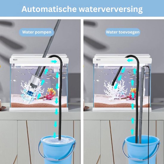 Rodison Aquarium Grindreiniger & Waterwisselaar, 4-in-1 Vis Tank Stofzuiger met Waterstromingsregeling, Aquarium Reinigingsset voor Tankonderhoud