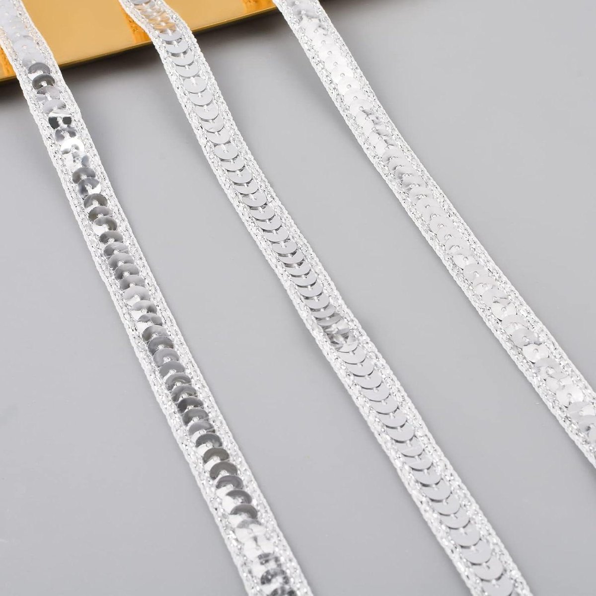 Zilveren Pailletten Lint Trim - 10 Yards | Voor Jurk Decoratie, Hoofdband, Verfraaiing, Naaien, Kunst Ambachten