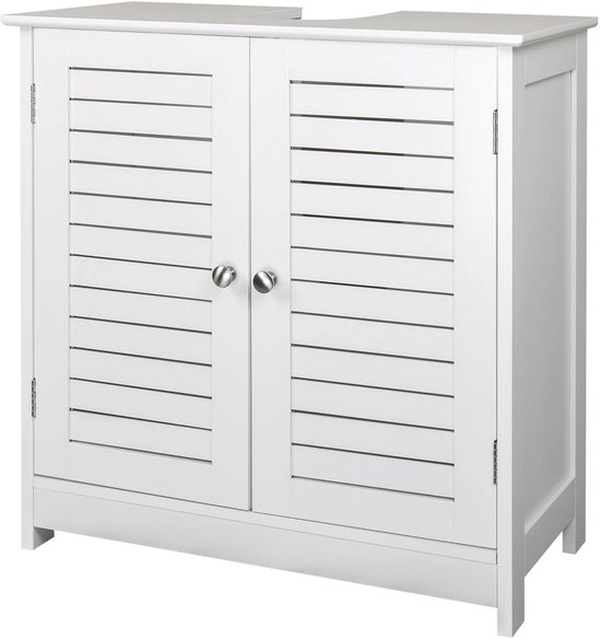 Wastafelonderkast - Onderkast - Meubel - Praktische Opbergruimte - Onder de Wastafel - Modern MDF-design - 60x30x60cm - Badkamer - op Poten - Vrijstaand Toiletmeubel - Wit
