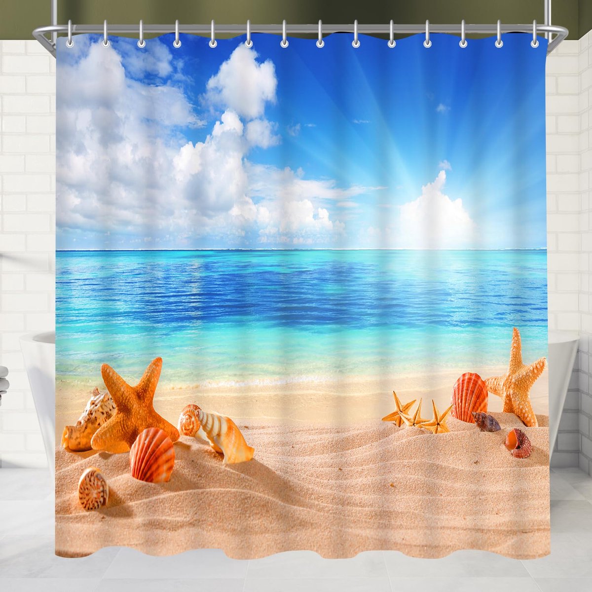 Ibenzoa® Polyester Douchegordijn met Versterkte Zoom en Antischimmelbehandeling – 120 x 200 cm