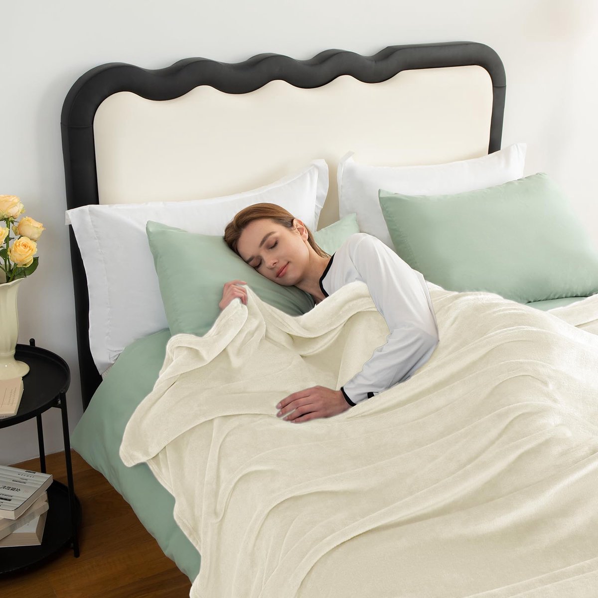 Ibenzoa Multifunctionele Fleece Dekken - 150 x 200 cm - Crème