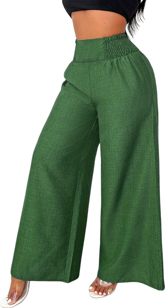 Livano Linnen Broek Dames Zomerbroek Volwassenen Lange Broek Pantalon Strandbroek Zomer Ibiza Stijl Groen