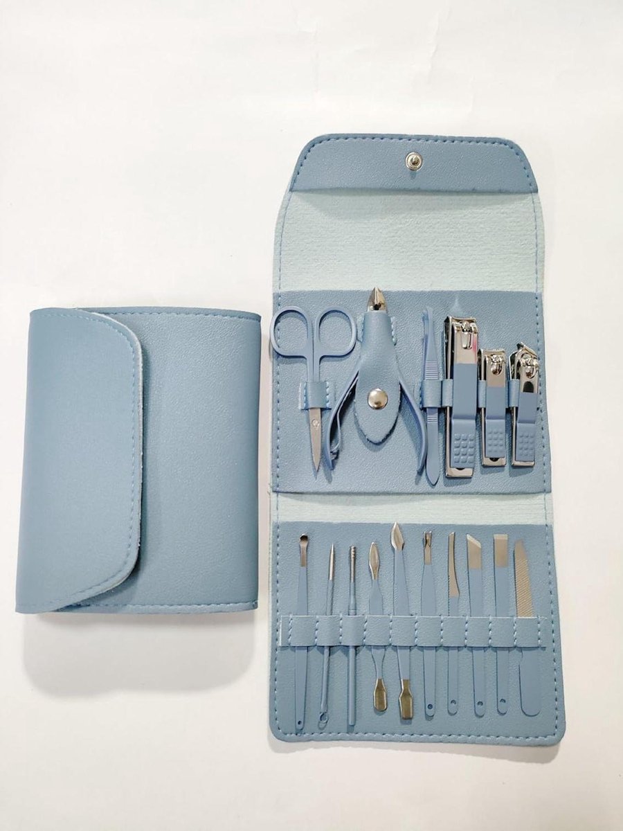 Pedicureverzorgingsset - 16-delige Manicure en Pedicure Nagelknipperset voor Dikke Nagels - Nagelverzorgingsgereedschap Beautyset voor Mannen en Vrouwen - Blauw - Idee voor Cadeau