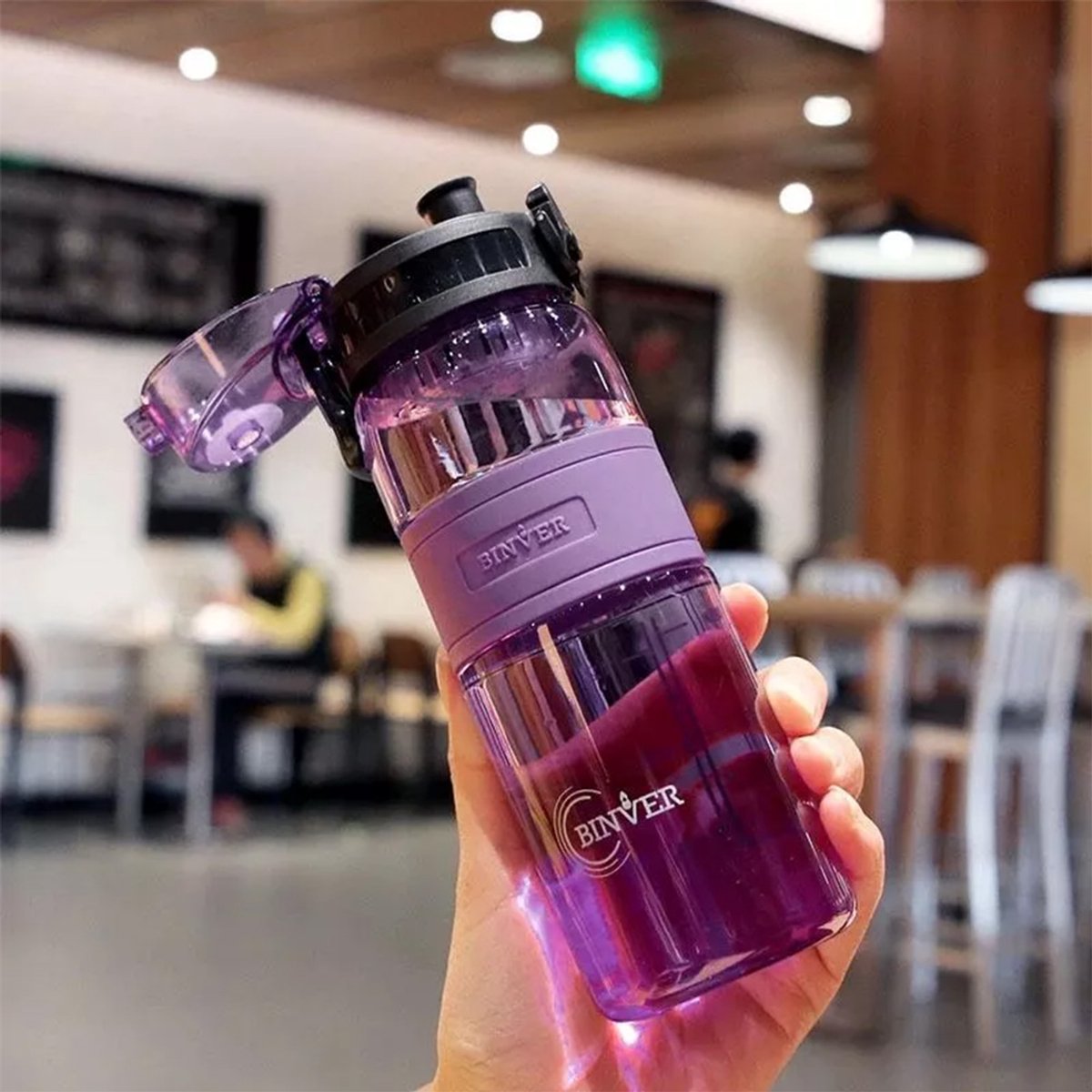 Slimtron - 500ml drinkbeker - handformaat - meeneembeker - fitness - paars