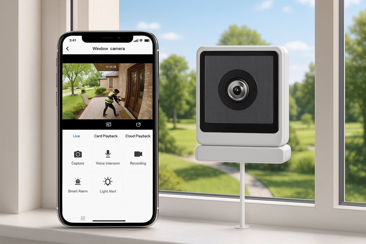 Afbeelding 2 van RaamCamera Speciale Lens Weerspiegeling - Camera voor op Raam - Tegen Raam Beveiligingscamera - SuperScherp Beeld - Tip Handig Caravan of Camper Beveiliging - CamperBeveiliging tip - 2025 Versie