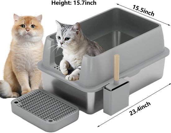 Vealind Grote grote kattenbak met hoge zijde; diep XL-strooidienblad, tegen spillaag tegen spillaag en geen lekken Vealind Grote grote kattenbak met hoge zijde; diep XL-strooidienblad, tegen spillaag tegen spillaag en geen lekken