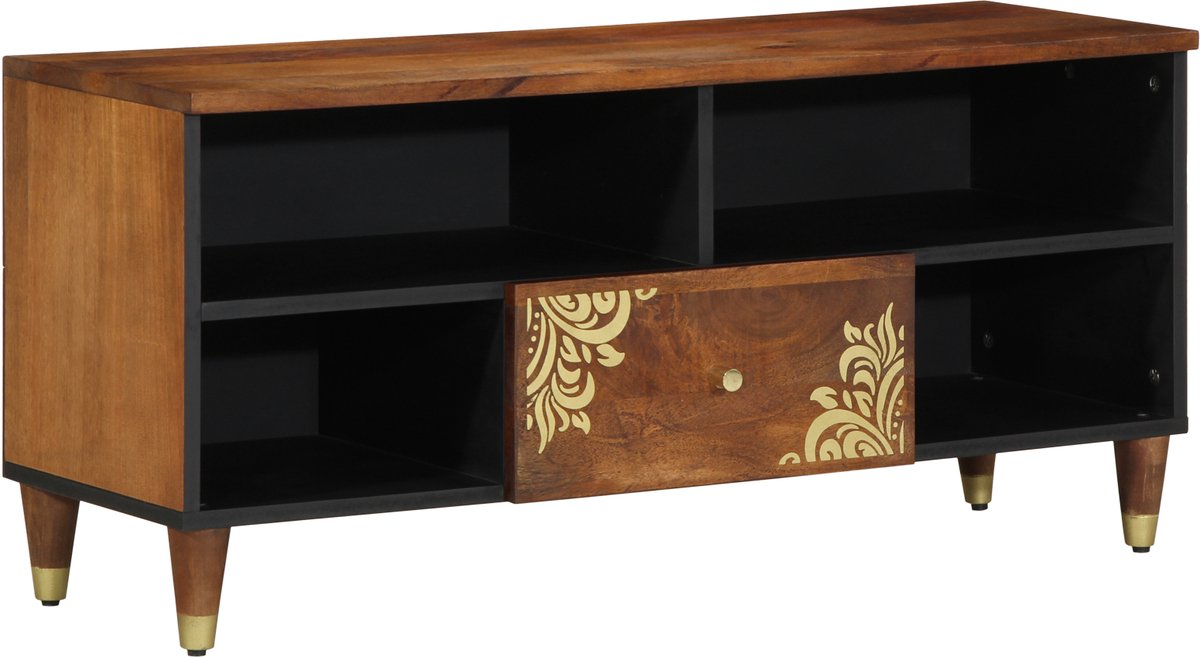 vidaXL - TV - Kast - Honing - bruin - 100 - x - 33 - x - 46 - cm - Massief - Mango - Hout