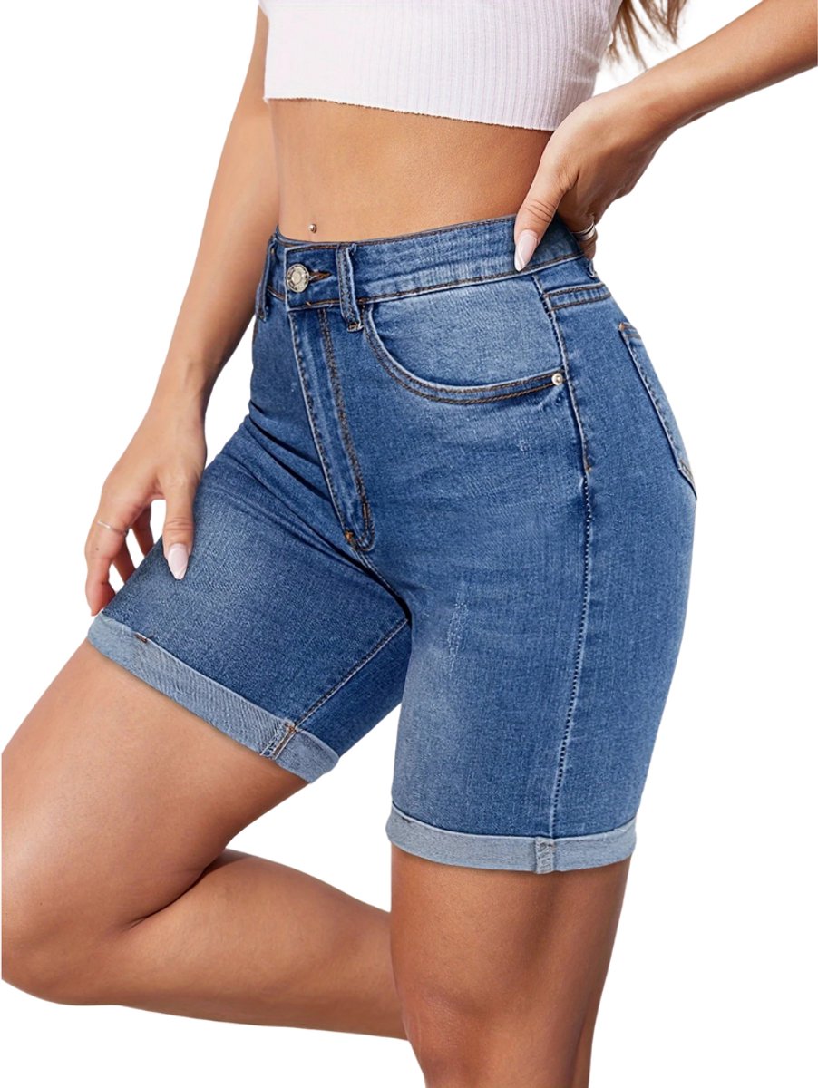 Bovista Korte Broek Dames Spijkerbroek met Zakken Volwassenen Jongens Shorts Blauw