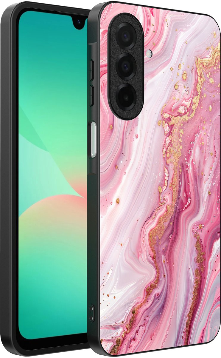 Smartphonica Telefoonhoesje Geschikt voor Samsung Galaxy A26 met marmer opdruk - TPU backcover case marble design - Roze geschikt voor Samsung Galaxy A26