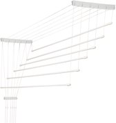 Séchoir plafonnier KADAX, séchoir plafonnier 6, séchoir mural avec barres en acier revêtues de polyéthylène, séchoir plafonnier, capacité de charge 12 kg (6 x 190/blanc)