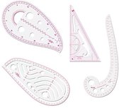 Somstyle Kleermakers Liniaal Set - 4 Stuks - Boogliniaal - Coupeuse liniaal - Naai Accessoires - Roze / Transparant