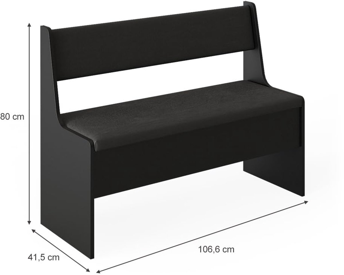 Imperatoris Eetkamerhoekbank Roman Zwart – Ruime Hoekbank 136,6 x 41,5 cm – Stijlvolle Zitplek voor Eetkamer