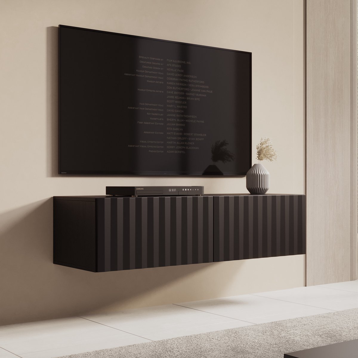 MEUBELLA TV-Meubel Angelina - Zwart - 128 cm