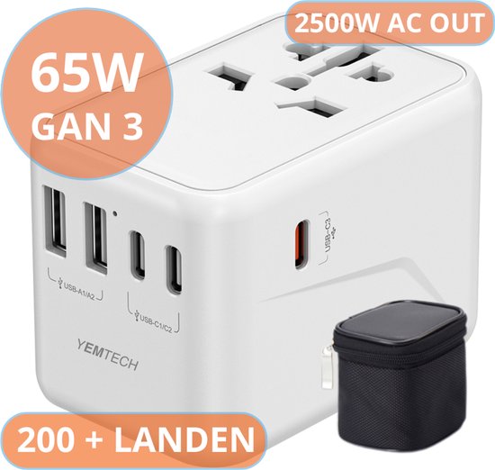 UGREEN Reisadapter UK 30W Adapter Engeland Duitsland Stekker met 2 USB, 1 USB C en 1 Type G
