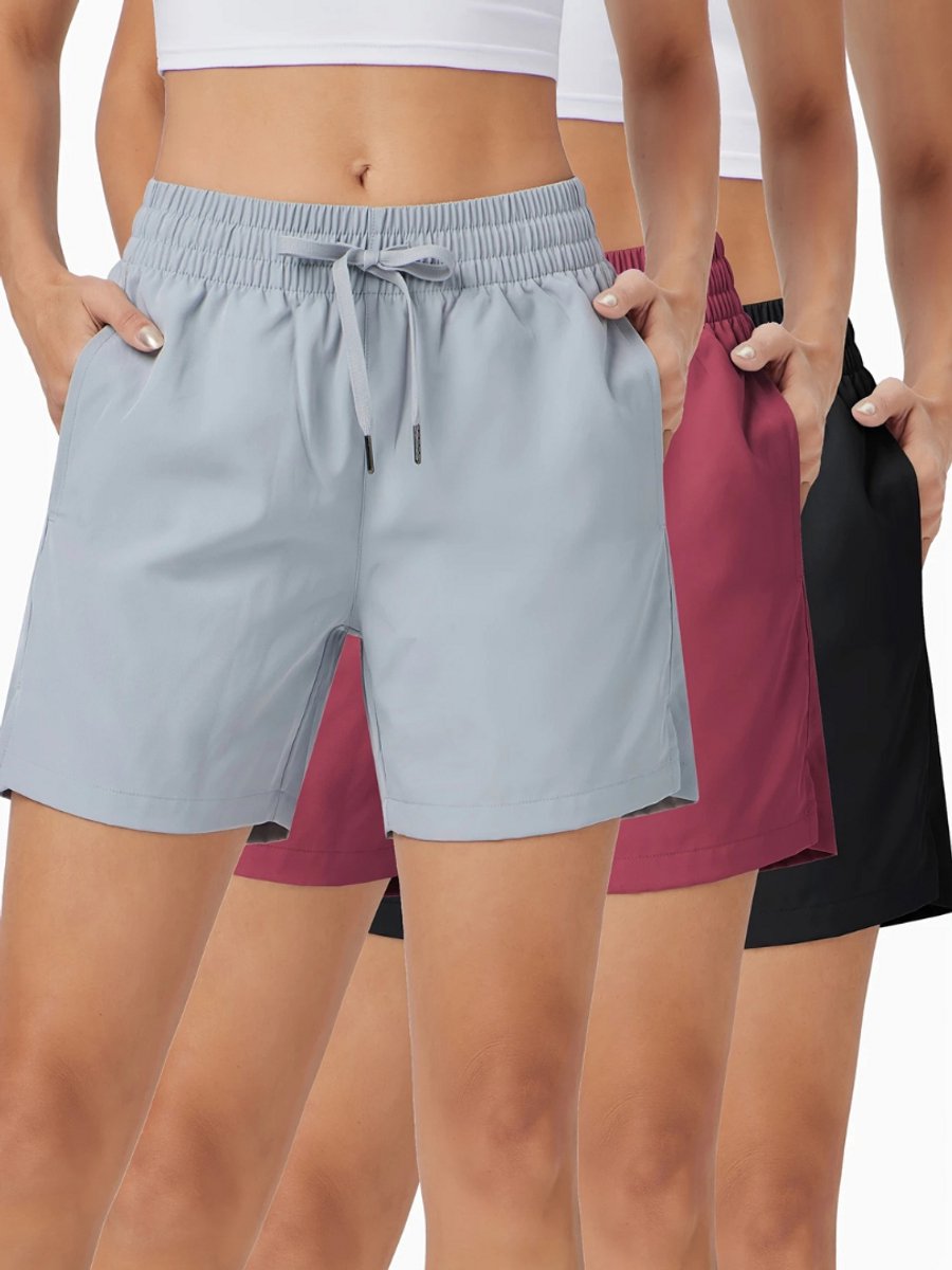 Bovista Korte Broek Dames Spijkerbroek met Zakken Volwassenen Jongens Shorts 3 Pcs /Lichtgrijs Zwart