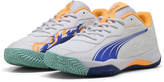 PUMA NOVA Smash Unisex Sportschoenen - PUMA White-Vivid Blue-Heat Fire-PUMA Black