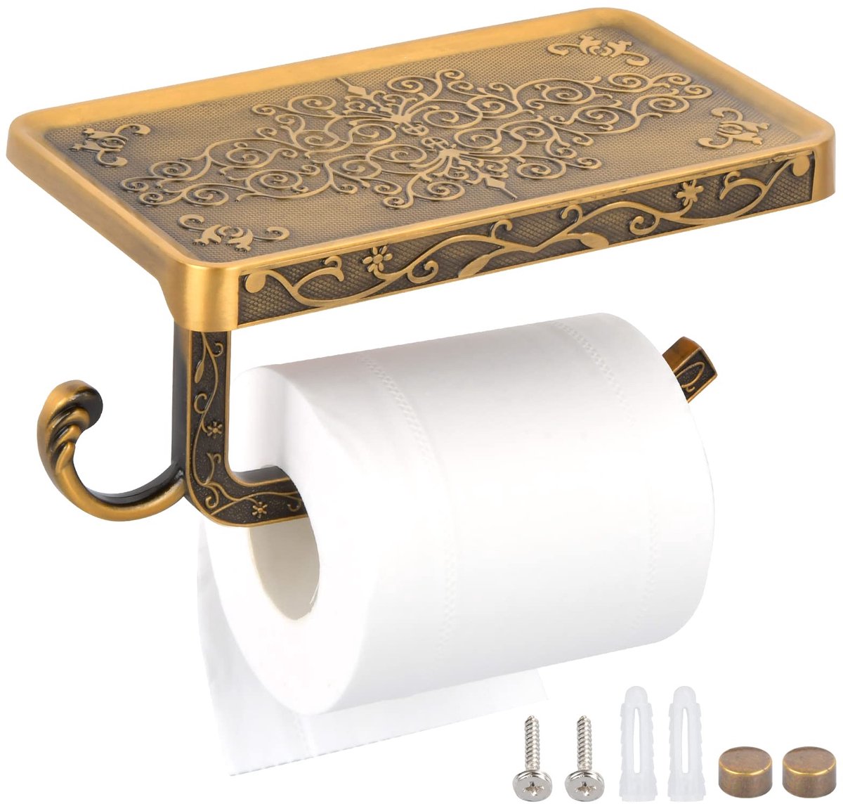 Ibenzoa® Robuuste en Stijlvolle Toiletpapierhouder van Luchtvaartaluminium met Messing Afwerking