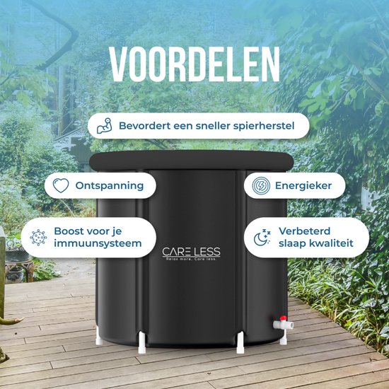 Care Less - IJsbad XL - Opvouwbare Badkuip - Zitbad - Dompelbad - 85CM - Inklapbaar en met Hoes - Inclusief Pomp en Afvoerslang - Zwembad - Bath Bucket - Zwart
