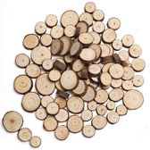 Kurtzy Disques en Bois Naturel Non Transformé (Paquet de 100) 1,3-3,3 cm - Cercles de Tige en Bois avec écorce, Sans Trou - Pour DIY Art/ Hobby , Ornements de Noël et Décoration de Mariage