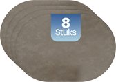 Set de table ovale Phreeze - 8 pièces - Napperons de table double face - Plastique - Gris clair et Blauw