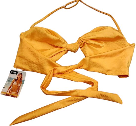 Set bikini tendance Oriwave Cruise – Halter ajustable et slip noué sur les côtés – Doux, confortable et disponible en couleurs uniques – Yellow – Taille S