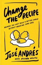 Boekomslag met de titel 'Change THE RECIPE' in zwarte tekst. Een gebroken ei ligt midden op de omslag.